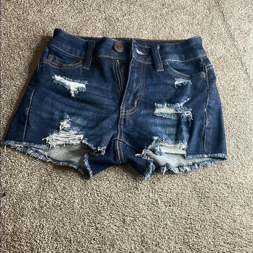 SO Blue Jean Shorts Distressed Raw Hem